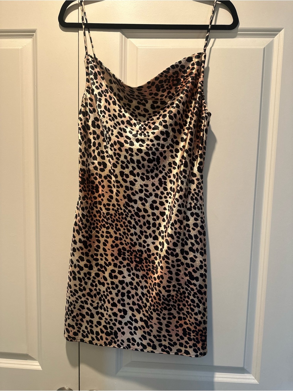 Princess Polly Leopard Satin Slip in Beige and Black